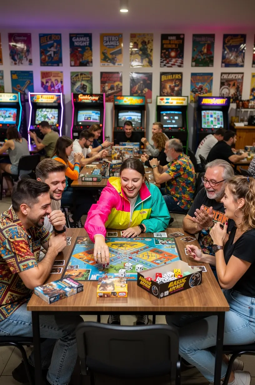 Group of players enjoying a board game in a club setting