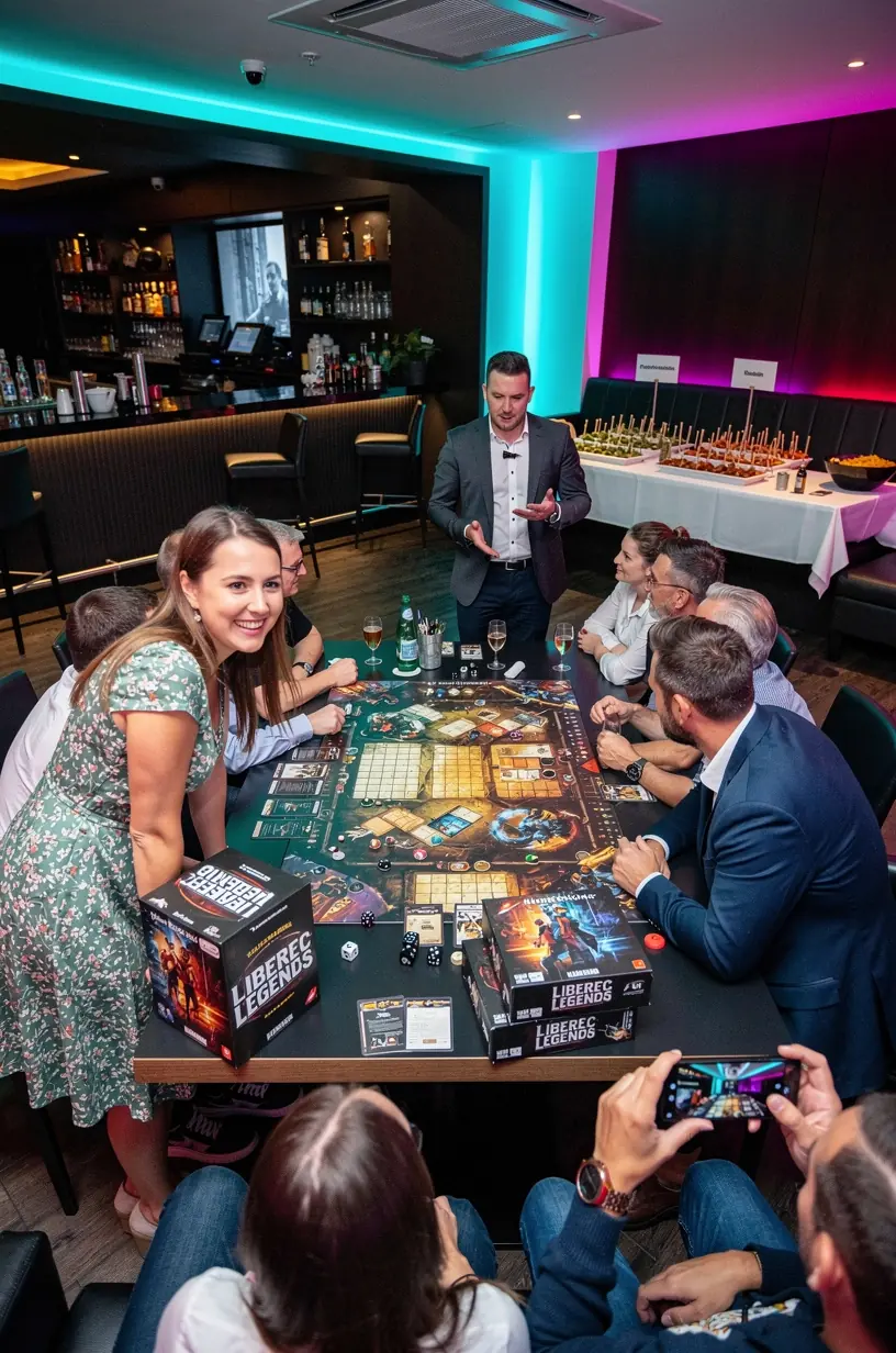 Group of people enjoying a board game night together.