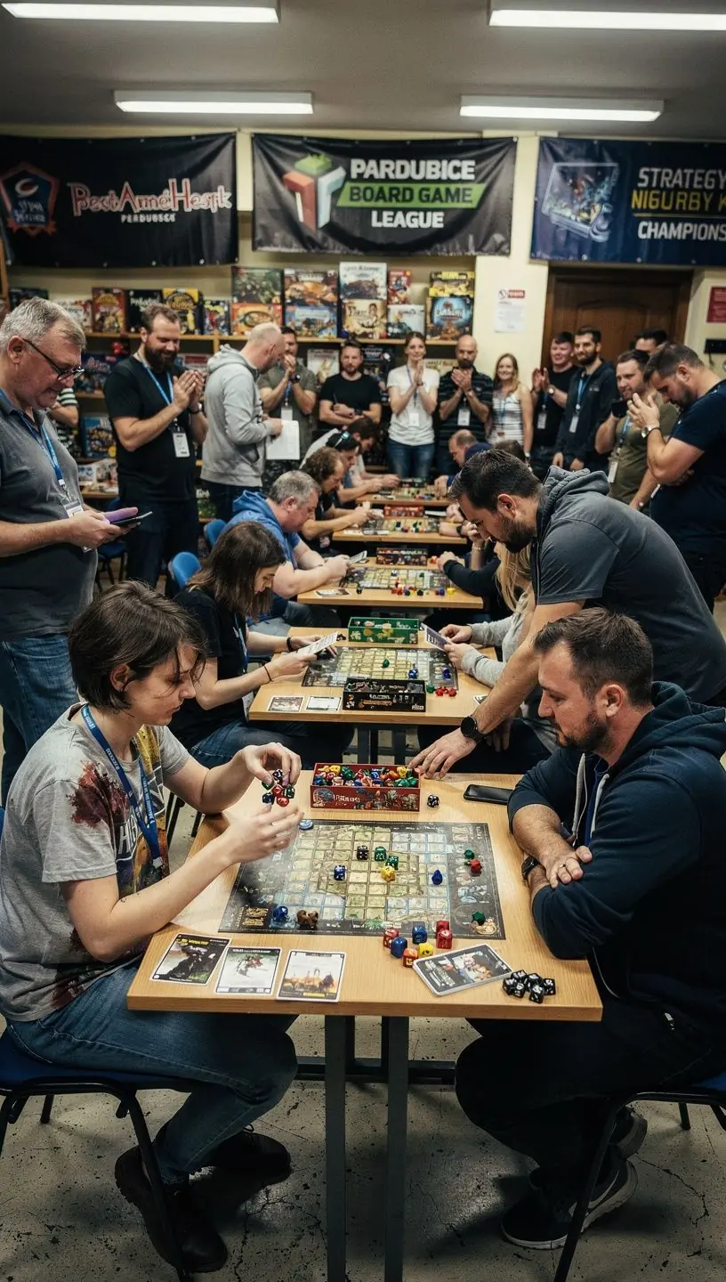Players engaged in board game tournament for skill development